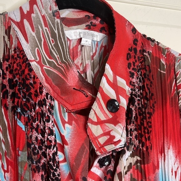 Erin London Women’s Abstract Blouse Plus Size M Red Tones - Picture 5 of 11